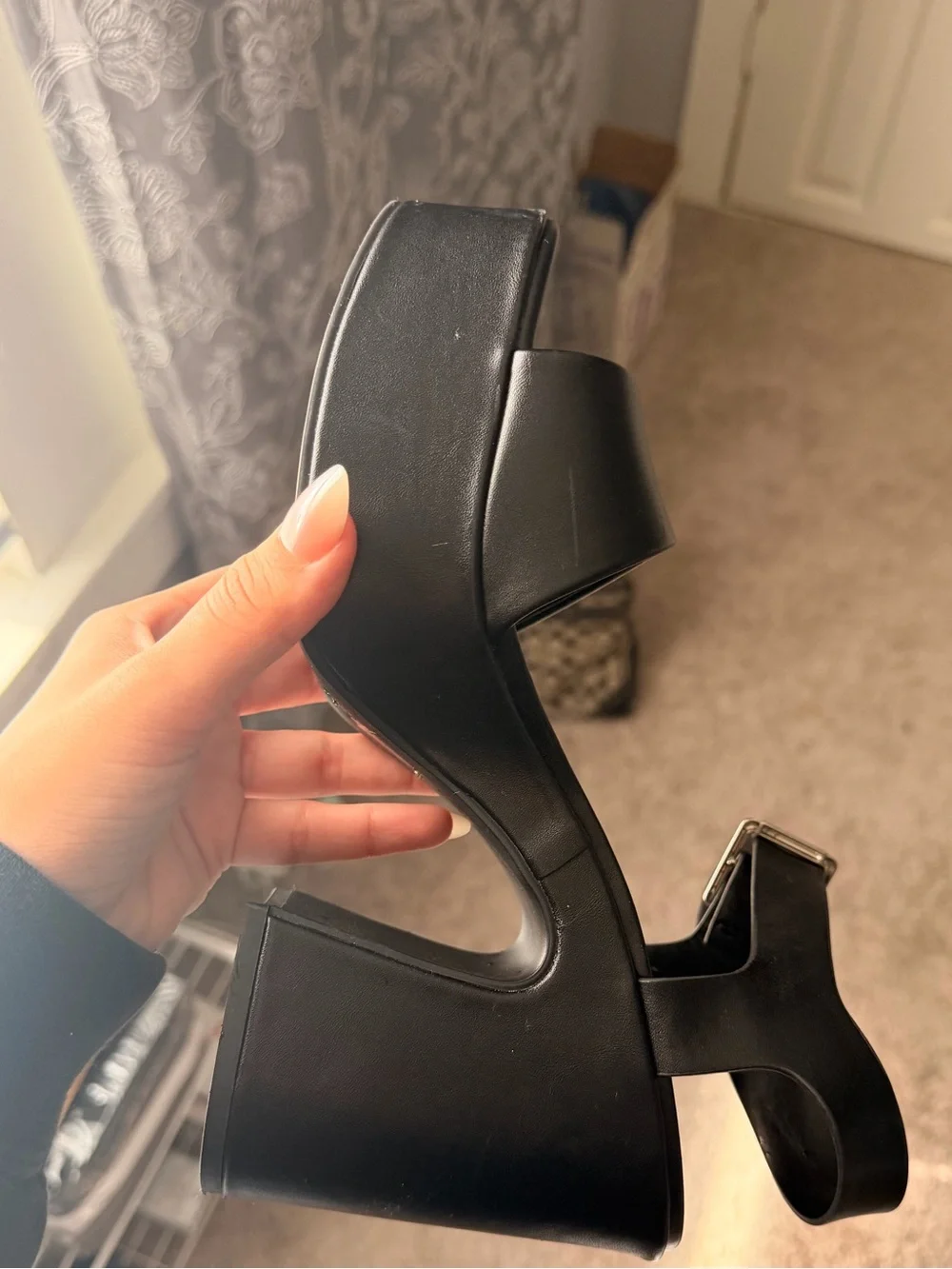 Black Soda Platform Block Heels - size 8